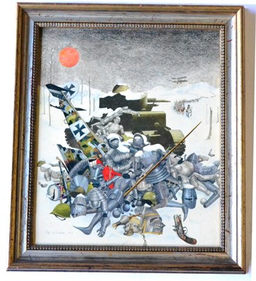 Lot 229 - Peter le Vasseur (20th century) ''The Battlefield'' Signed and dated 1973, oil on board, 25cm...