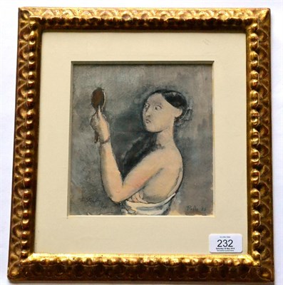 Lot 232 - Joseph Rollo (b.1907) Young woman with a mirror  Signed, inscribed and dated (19)56, ink and...