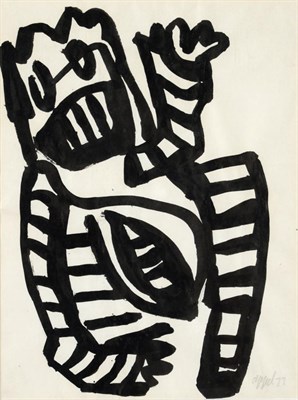 Lot 233 - Karel Appel (1921-2006)  Figure, 1977 Signed and dated (19)77, black gouache on paper, 28.5cm...