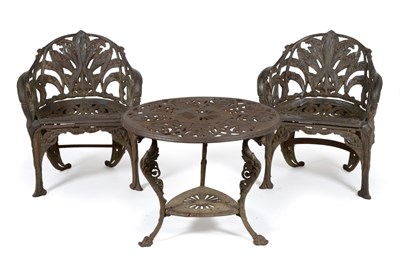 Lot 253 - A Pair of 19th Century Coalbrookdale Style Cast Iron Garden Chairs, with Lily of the Valley pattern
