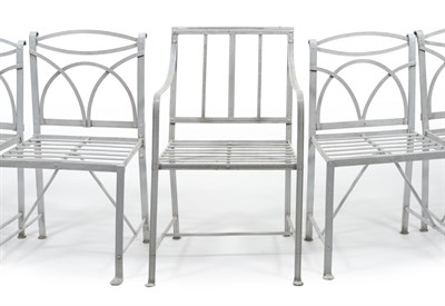 Lot 256 - A Set of Seven Late George III White Painted Wrought Iron Garden Chairs, and A Similar Carver Chair