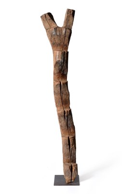 Lot 273 - A Dogon Ladder, with Y shaped finial and five steps, 162cm high