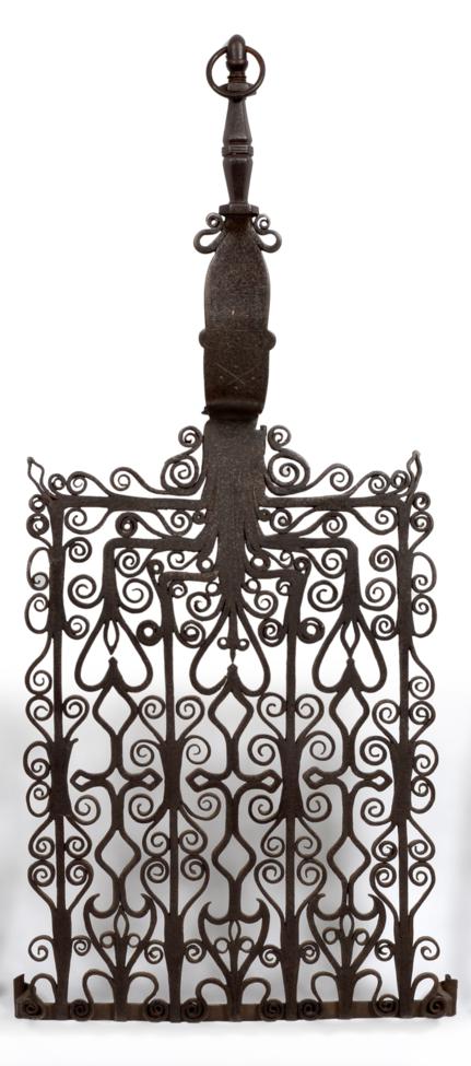 Lot 281 - A Wrought Iron Gridiron or Trivet, 16th/17th century, the panelled baluster handle with...
