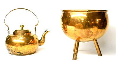 Lot 297 - A Copper Kettle, 19th century, with overhead swing handle, 41cm high; A Similar Coal Bucket,...