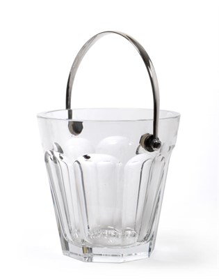 Lot 311 - A Baccarat Crystal Ice Bucket, with a silver plated swing handle, etched mark to base, 24cm...