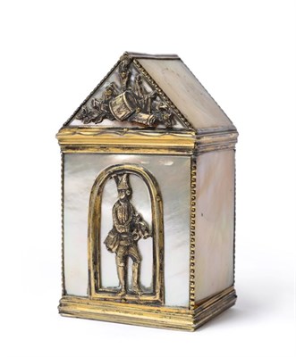 Lot 318 - A Café de Paris Style Gilt White Metal Mounted Mother-of-Pearl Box and Cover, 19th century, in the