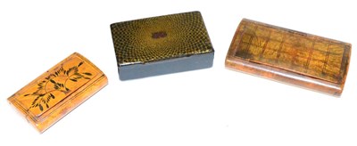 Lot 328 - A Lacquer Snuff Box, 19th century, the hinged cover with gilt star burst decoration, 7.5cm...