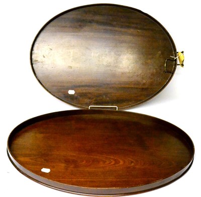 Lot 333 - A 19th Century Mahogany Oval Tray, the gallery with chequerboard inlay, 75cm wide; and A...