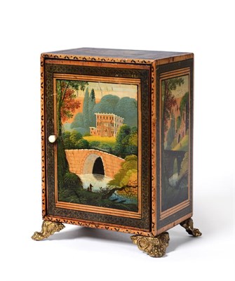 Lot 339 - A 19th Century Swiss Painted Pine Table Cabinet, of rectangular form, painted with panels of...