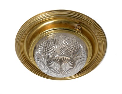 Lot 397 - A Gilt Metal Mounted Cut Glass Plafonnier, 20th century, of circular form with diamond and...