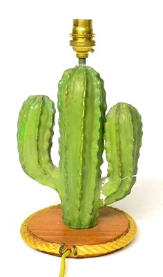 Lot 406 - A 1940s Table Lamp, modelled as a cactus, with a printed shade, base 22cm high