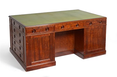 Lot 435 - A Victorian Mahogany Partners' Desk, of unusual configuration, the top inset with green leather...