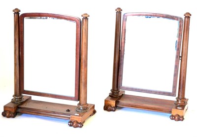 Lot 451 - A Pair of Victorian Mahogany Toilet Mirrors, mid 19th century, the tapering supports with...