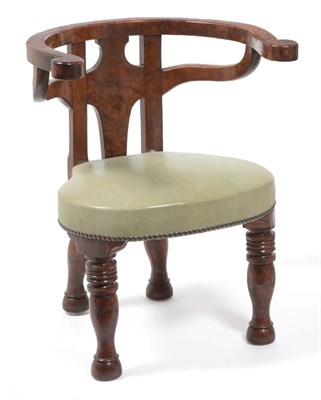 Lot 494 - A Substantial 19th Century Yewwood Smoking or Library Chair, with a horseshoe shaped back and...