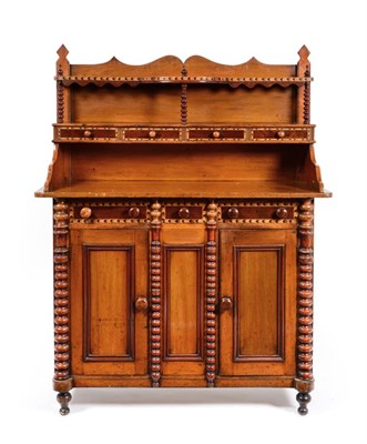 Lot 498 - A Late 19th Century Pine Scottish Dresser, inlaid with mahogany and other woods, the shaped...