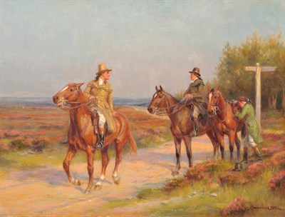 Lot 820 - John Sanderson-Wells RI (1872-1955) "At the crossroads" Signed, oil on board, 25.5cm by 34cm