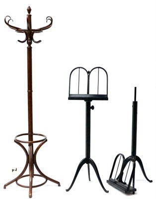 Lot 539 - A Bentwood Hat and Coat Stand; and Two Black Painted Adjustable Music Stands (3)