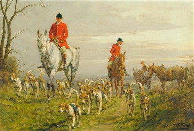 Lot 822 - George Wright (1860-1942) "A Fine Hunting Morning" Signed, inscribed on a plaque attached to...