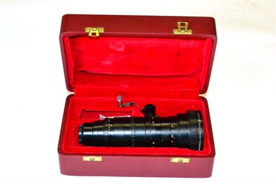 Lot 545 - P Angenieux (Paris) F2-2 12-120mm Lens, with handle-operated zoom, in red display case