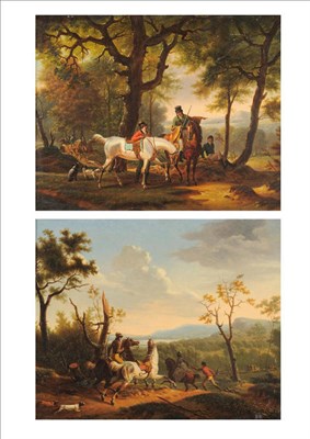 Lot 823 - Attributed to Swaebach-Desfontaines (1769-1823) "Le départ pour le chasse"; "Le repas sur l'herbe"