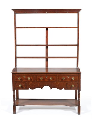 Lot 578 - A 19th Century Oak and Pine Dresser, the rack with a moulded cornice over three shelves, the...