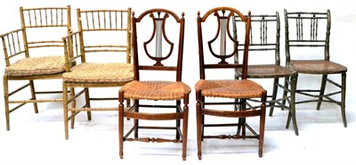 Lot 607 - A Group of Six 19th Century Fancy Chairs, comprising two bamboo pattern armchairs, two matching...