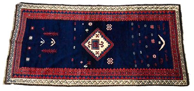 Lot 613 - Kasak Rug Central Caucasus The deep indigo field with central diamond medallion surrounded by...