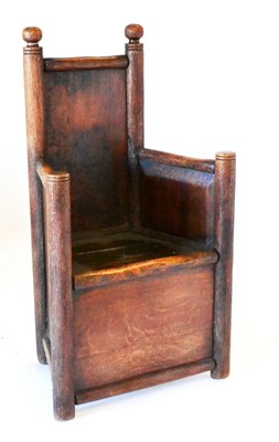 Lot 632 - An Oak Throne Armchair, probably Flemish, 16th/17th century, with turned rails and posts,...