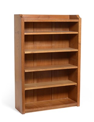 Lot 639 - A Robert ''Mouseman'' Thompson Oak 4' Open Bookcase, with raised upstand, solid ends and...