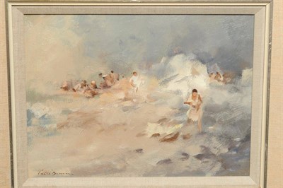 Lot 832 - Peter Burman (b.1941) "A beach, Dorset coast" Signed, inscribed verso, oil on board, 30.5cm by...