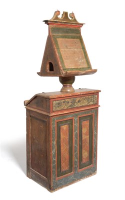 Lot 647 - A Faux-Marbre Polychrome Painted Pine Lectern, Tyrolean, late 17th century, the upper section...