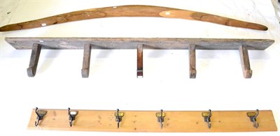 Lot 656 - An Early 19th Century Wall Mounted Pine Saddle Rack, with five arm supports, 230cm wide; A Pine...