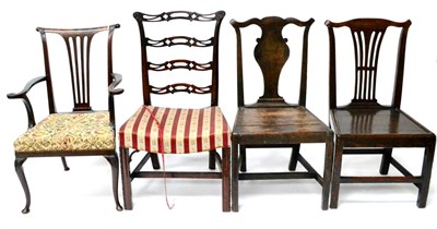 Lot 663 - An 18th Century Style Fan-Back Armchair; and Three Single Chairs, two of them 18th century (4)