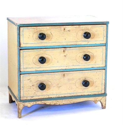 Lot 673 - An Early 19th Century Cream Painted Pine Straight Front Chest of Drawers, the three graduated...