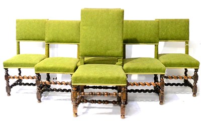 Lot 684 - A Matched Set of Six Dutch 17th Century Style Chairs, the rectangular backs and seats...