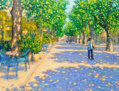 Lot 837 - John Mackie (b.1955) "Saturday morning, Agde" Signed and dated 2001, inscribed on the stretcher...