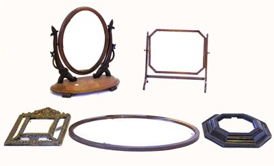 Lot 695 - A Victorian Mahogany Toilet Mirror, 3rd quarter 19th century, the oval plate above a platform base