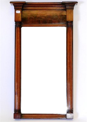 Lot 707 - A Small Regency Mirror, in a mahogany frame, with a moulded cornice and deep frieze over a...