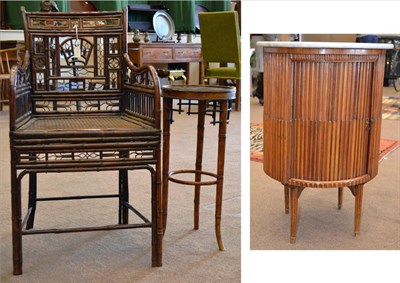 Lot 719 - A George III Bamboo Open Armchair with Rattan and Boarded Seat, 49cm by 44cm by 87cm high; A Bamboo