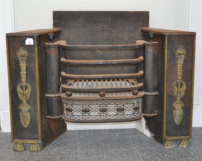 Lot 721 - A Regency Cast Iron Fire Basket, 92cm wide 68cm high