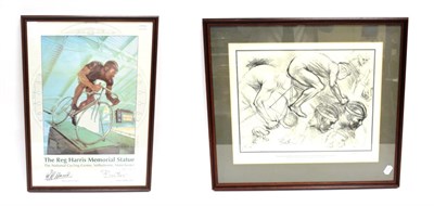 Lot 3003 - After James Butler 'The Reg Harris Memorial Statue' print of original drawing 18/450 and colour...