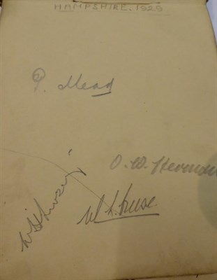 Lot 3004 - Cricket Autographs In An Autograph Book including 1929: Surrey (Hobbs, Sutcliffe), South...