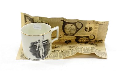 Lot 3006 - Hedley Verity England's Famous Spin Bowler Commemorative China Mug, made by JMW sons printed...