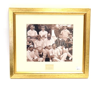 Lot 3008 - W G Grace Autograph signed in ink and mounted with a reproduction picture framed