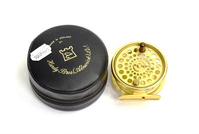Lot 3041 - A Hardy, ''The Sovereign'' 7/8 Gilt Trout Fly Reel, Hardy padded case