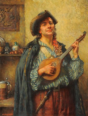 Lot 845 - William A. Breakspeare RI (1855-1914) "The guitar player" Signed, inscribed on the original...