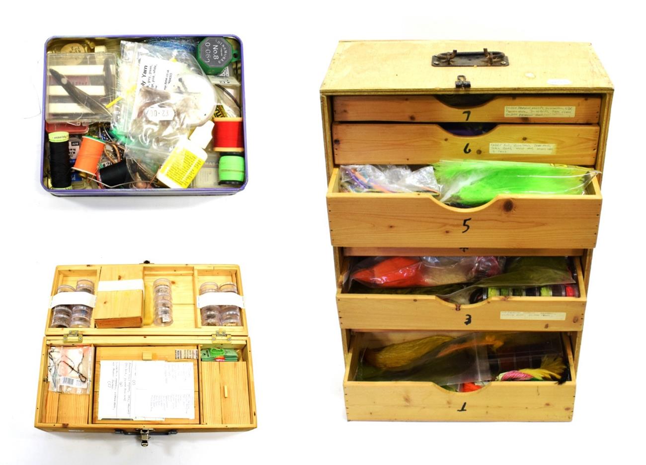 Lot 3059 - An Accumulation of Fly-Tying Equipment and Accessories, mostly contained in three wooden...