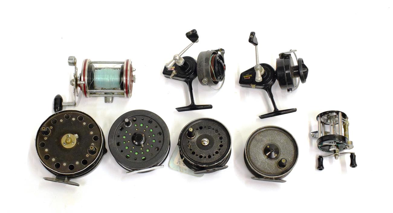 Lot 3071 - Nine Various Fishing Reels, including Shakespeare Graflite 2756 salmon fly; J.W. Young & Sons,...