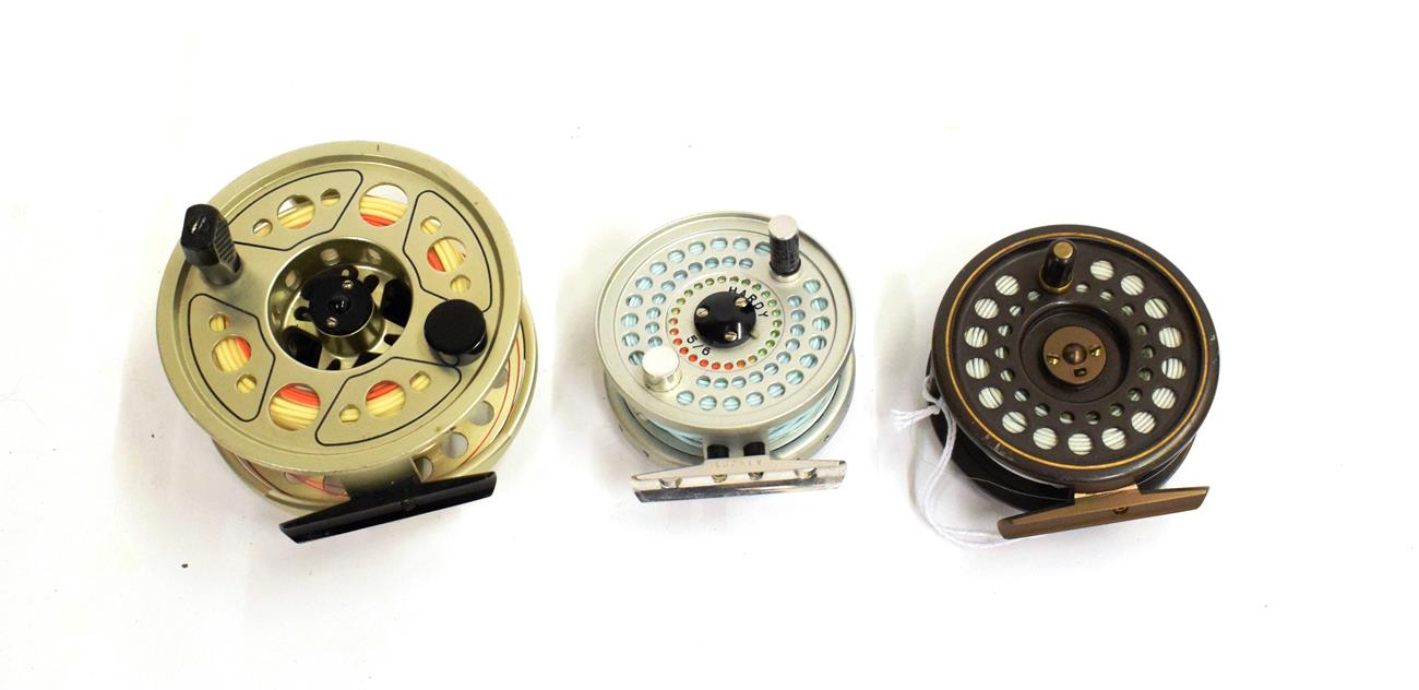 Lot 3075 - Three Hardy Fly Reels, all fitted with lines and in Hardy plastic padded cases, comprising, The...
