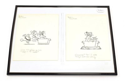 Lot 3097 - Andy Capp Original Artwork By Reg Smythe a pair of sketches 'Bath & Terry Towels' produced for...